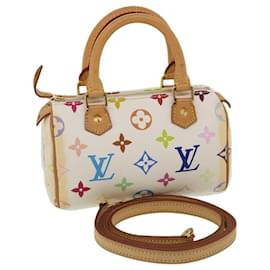 Louis Vuitton-LOUIS VUITTON Monogramm Mehrfarbige Mini Speedy Handtasche Weiß M.92645-Weiß,Mehrfarben