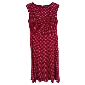 Ralph Lauren Vestido de lunares Burdeos