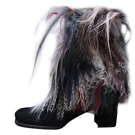 Botas Stuart Weitzman de couro preto e pelo sintético multicolorido 36 IT Preto