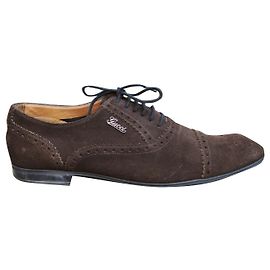 Brogue Gucci Marrone Scuro Camoscio Taglia 41 Marrone scuro