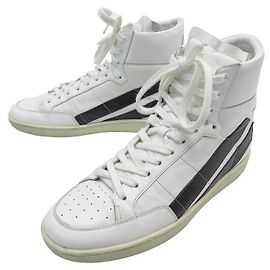 Yves Saint Laurent CHAUSSURES SAINT LAURENT BASKETS SL/35H 442038 CUIR BLANC 42 LEATHER SHOES Blanc