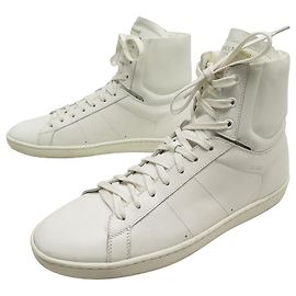 Yves Saint Laurent CHAUSSURES SAINT LAURENT BASKETS SL/01H 315486 CUIR BLANC 43 LEATHER SHOES Blanc