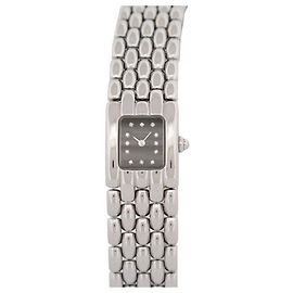 RELÓGIO CHAUMET KHESIS 22K ÍNDICE DIAMANTES AÇO QUARTZO AÇO DIAMANTES RELÓGIO Prata