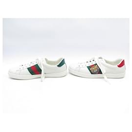 Gucci-GUCCI ACE upperR SHOES 457132 WHITE LEATHER BACKETS 40.5IT 41.5FR SHOES-White