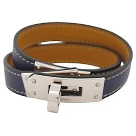 Hermès-Hermès Kelly lined lap bracelet 18 CM LEATHER SWIFT NAVY BLUE STRAP-Navy blue