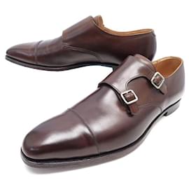 Autre Marque-CROCKETT & JONES SHOES 5170 LOWNDES 13E 47 BI BUCKLES LEATHER SHOES-Brown