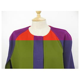 Fendi-NEW FENDI LONG COAT WITH MULTICOLORED WOOL CUTOUTS 44 IT 40 EN M COAT-Multiple colors