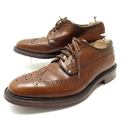 Church's-CHURCH'S GRAFTON DERBY FLORAL TOE SHOES IN CAMEL LEATHER 10F 44 SHOES-Caramel