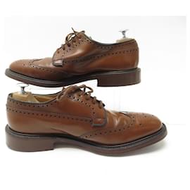 Church's-CHURCH'S GRAFTON DERBY FLORAL TOE SHOES IN CAMEL LEATHER 10F 44 SHOES-Caramel