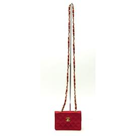 Chanel-NEW CHANEL MINI TIMELESS HANDBAG 1989 SATIN QUILTED SHOULDER BAG-Red