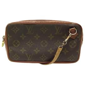 Louis Vuitton-VINTAGE LOUIS VUITTON SACOCHE BAG MARLY CLUTCH IN MONOGRAM CANVAS HAND BAG-Brown