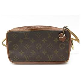 Louis Vuitton-VINTAGE LOUIS VUITTON SACOCHE BAG MARLY CLUTCH IN MONOGRAM CANVAS HAND BAG-Brown