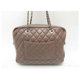 Chanel-CHANEL CAMERA GM CLASP MADEMOISELLE SHOPPING TAUPE HAND BAG-Taupe