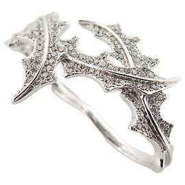 ANILLO NINE APM MONACO 2 DEDOS DE HOJA DE ACEBO T54 ANILLO DE DEDOS PLATA CIRCONITAS Plata