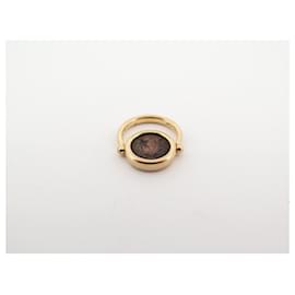 Bulgari-ANELLO BULGARI T47 MONETE PEZZO ANTICO IN ORO GIALLO 18K GOL/ANELLO MONETA DEN-D'oro