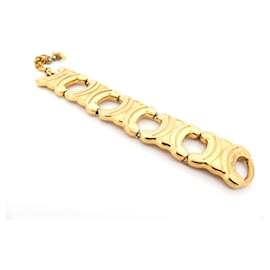 Céline-CELINE TRIOMPHE T BRACELET 20 GOLDEN STEEL LINK STRAP-Golden