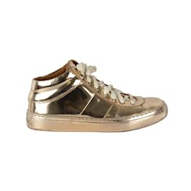 Jimmy Choo-Jimmy Choo Belgravia Metallic Gold Sneakers-Golden