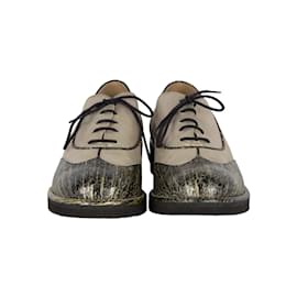 Chanel-Chanel Two-tone Shimmer Lace-up Oxford Shoes-Multiple colors