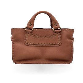 Céline Borsa tote a tracolla con borchie in pelle marrone Marrone