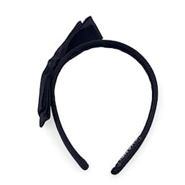 Chanel-Vintage Black Silk Bow Headband Hair Accessory-Black