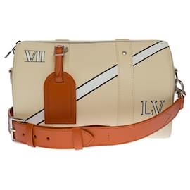 Louis Vuitton-NINE - PARADES 2022 BY VIRGIL ABLOH- KEEPALL CITY CROSSBODY BAG IN BEIGE LEATHER-1332721256-Beige