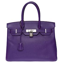 Hermès-HERMES BIRKIN BAG 30 in Violet Leather - 100935-Purple