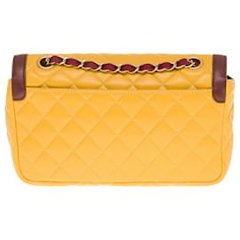 Chanel-Sac Chanel Timeless/Clásico en cuero amarillo - 100171-Amarillo