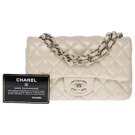 Chanel-Sac CHANEL Timeless/Classique en Cuir Blanc - 100986-Blanc