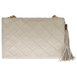 Chanel-CHANEL CLASSIQUE FULL FLAP CROSSBODY BAG IN BROKEN WHITE QUILTED LAMB LEATHER100559-Eggshell