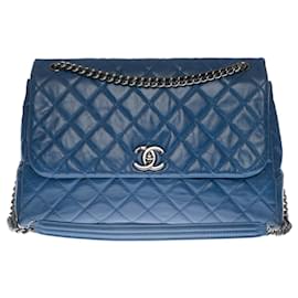 Chanel-Sac Chanel Timeless/Classic in Blue Leather - 100093-Blue