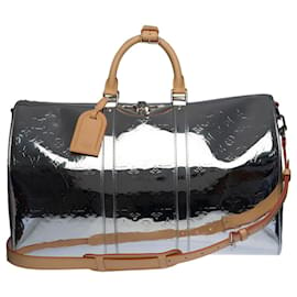 Louis Vuitton-Bolsa Keepall LOUIS VUITTON em couro prateado - 100226-Prata