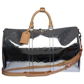 LOUIS VUITTON Keepall Bag in Silver Leather - 100226 Silvery