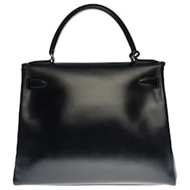 Hermès-Hermès Kelly handbag 28 BLACK BOX LEATHER CROSSBODY - 1122811114-Black