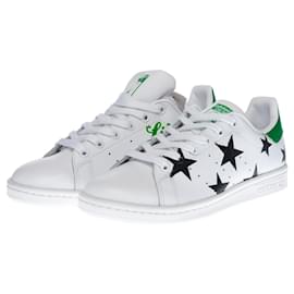 Adidas-ADIDAS Stan Smith Shoe in White Canvas - 100256-White