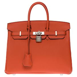 Hermès-Borsa Hermes Birkin 25 in Pelle Arancione - 101050-Arancione