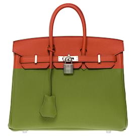 Hermès-Birkin handbag 25 back in togo clay/red -101050-Red,Orange