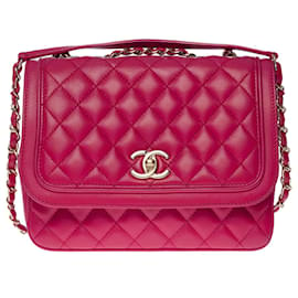 Chanel-bolsa de ombro clássica em couro rosa -101027-Rosa
