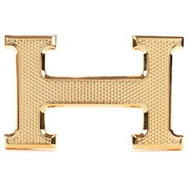 Hermès-FIBBIA PER CINTURA HERMES H "GUILLOCHEE" IN METALLO ORO-D'oro