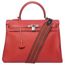 Hermès-Hermes Kelly bag 35 in Pink Leather - 100437-Pink