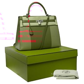 Hermès-Sac HERMES Kelly 35 en Cuir Rose - 100993-Rose