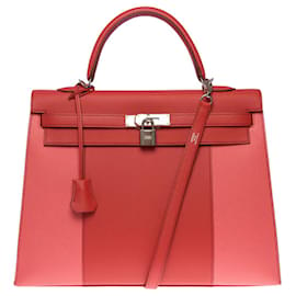 Hermès-Hermes Kelly Tasche 35 aus rosafarbenem Leder - 100993-Pink