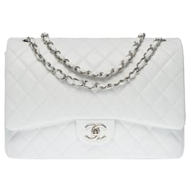 Chanel-TIMELESS MAXI JUMBO CROSSBODY BAG IN WHITE CAVIAR LEATHER-100979-White