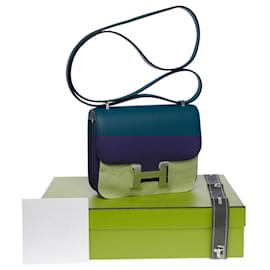 Hermès-Sac HERMES Constance en Cuir Bleu - 101015-Bleu