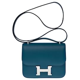 Hermès-Sac HERMES Constance en Cuir Bleu - 101015-Bleu