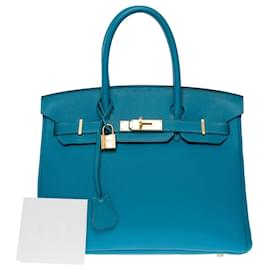 Hermès-Bolso Hermes Birkin 30 en Cuero Azul - 100992-Azul