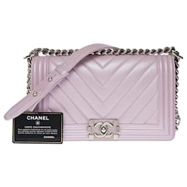 Chanel-CHANEL Boy Bag in Purple Leather - 101036-Purple