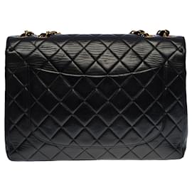 Chanel-CHANEL TIMELESS JUMBO SINGLE FLAP BAG CROSSBODY BAG IN BLACK QUILTED LAMB LEATHER - 100405-Black