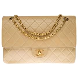 Chanel-Chanel borsa a spalla Timeless/PATTA CLASSICA foderata IN PELLE TRAPUNTATA BEIGE - 1212621321-Beige