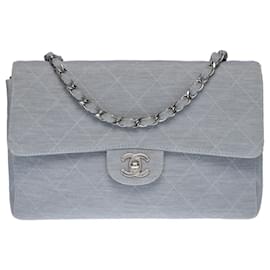 Chanel-Sac Chanel Timeless/Classic Blue Cotton - 100444-Blue