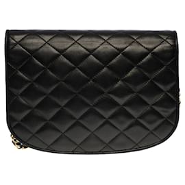 Chanel-CLASSIC FLAP BAG CROSSBODY BAG AUS SCHWARZ GESTEPPTEM LAMMLEDER -100387-Schwarz